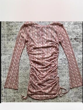 Missguided Dusty Rose Ruched Mesh swimsuit cover up mini dress